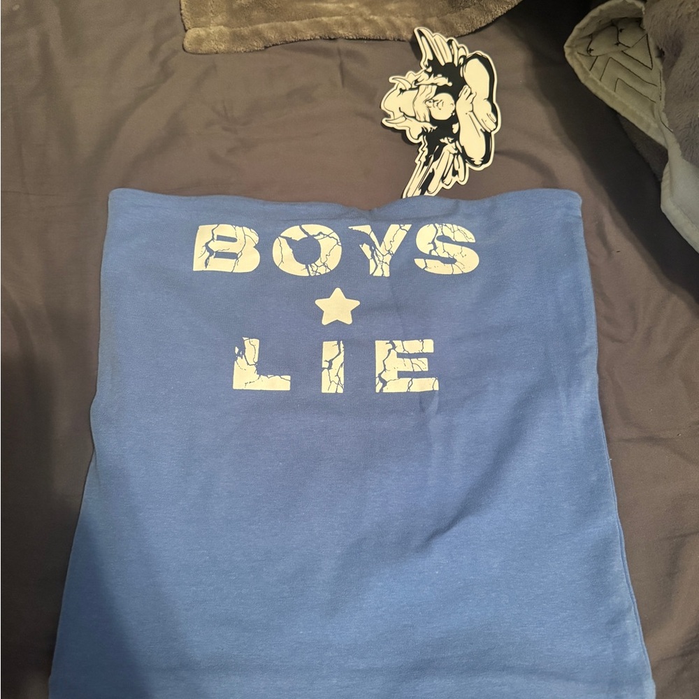 Boys Lie Sky Blue Tee with Red Graphic